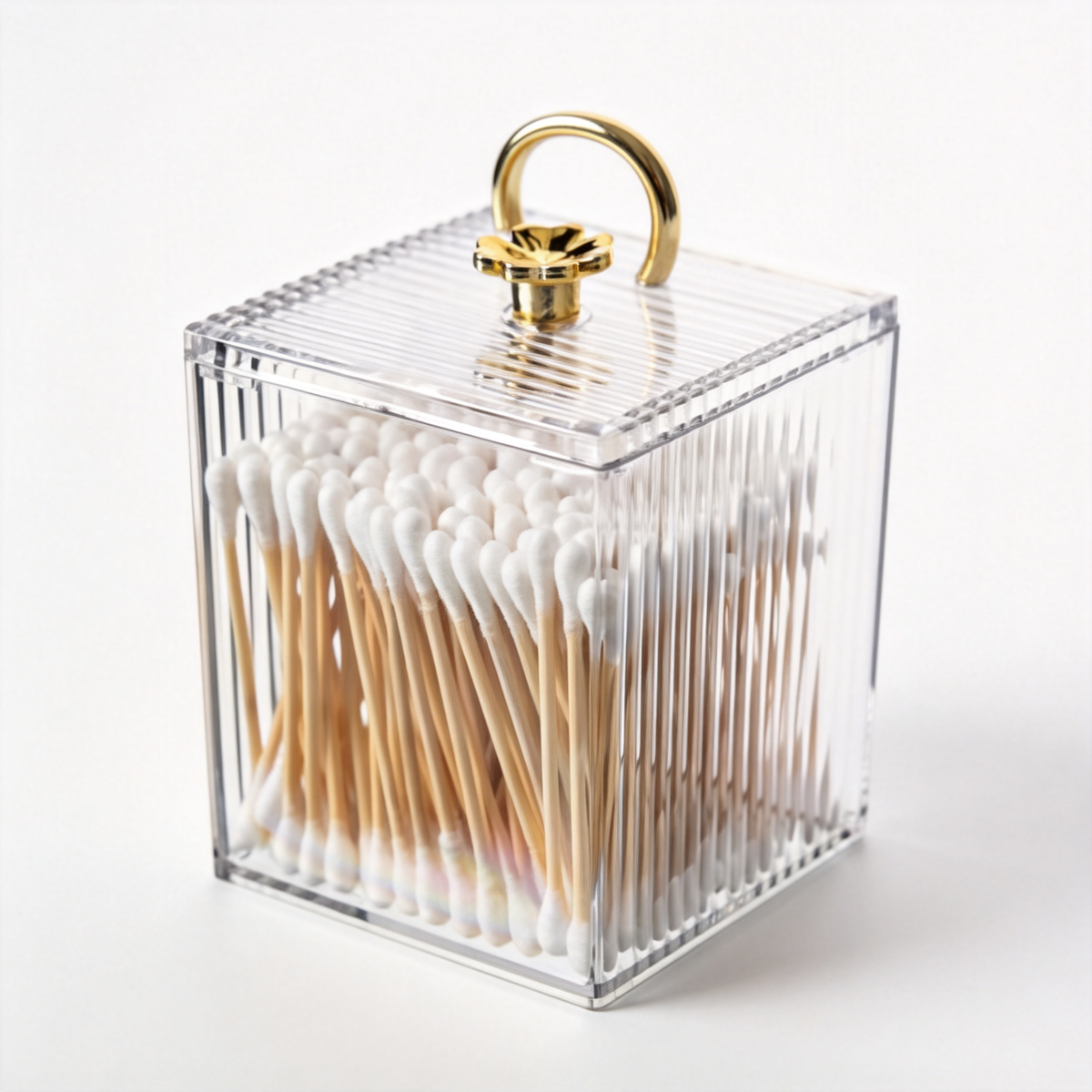 🧴 Bathroom Essential | Acrylic Cotton Swab Holder | Elegant Vanity Storage
