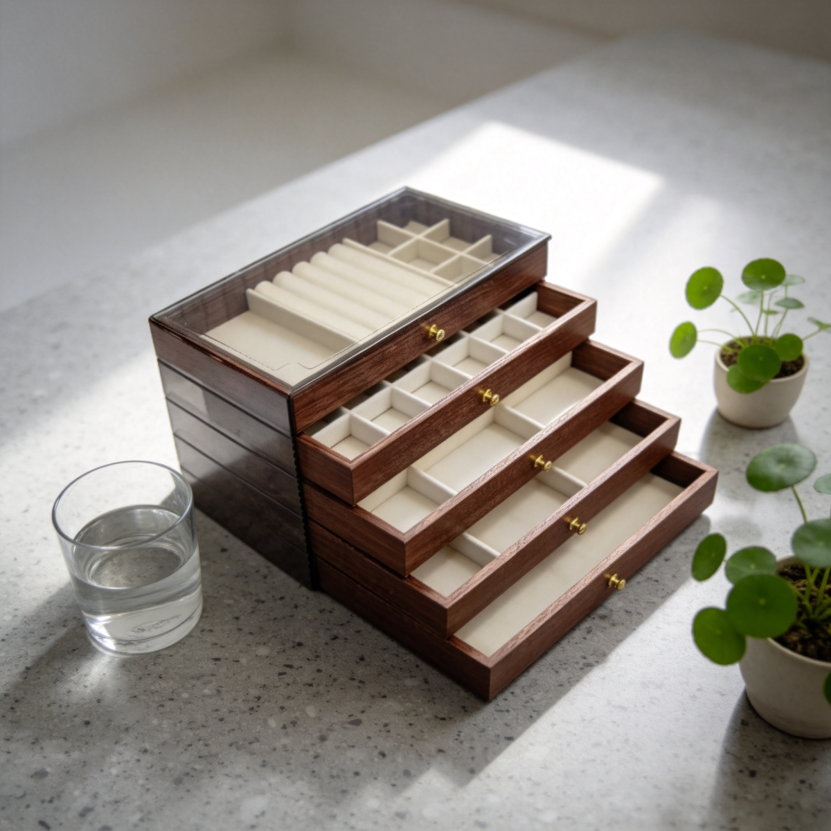 💎 Luxury Essential | Walnut Wood Jewelry Organizer | Elegant Vanity Storage Case