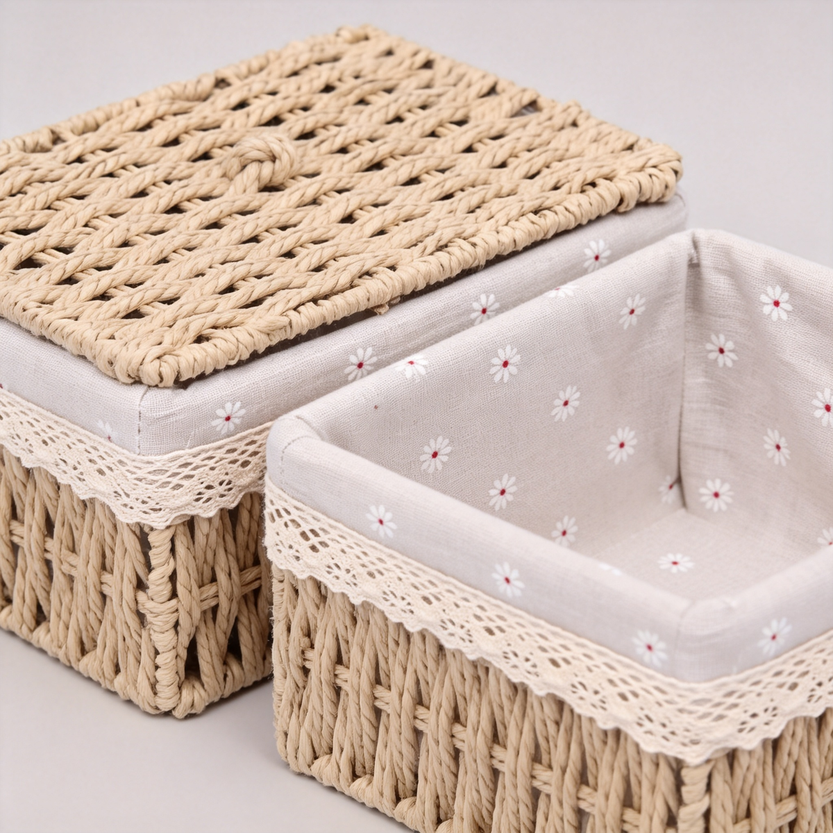 🌿 Home Essential | Natural Woven Cotton Organizer | Rustic Bedroom Storage Solution
