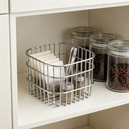 🪴 Home Essential | Premium Stainless Steel Organizer | Modern Desktop Storage Basket