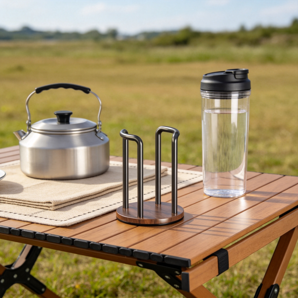 ☕ Coffee Essential | Wooden Metal Cup Holder | Stylish Kitchen Counter Organizer