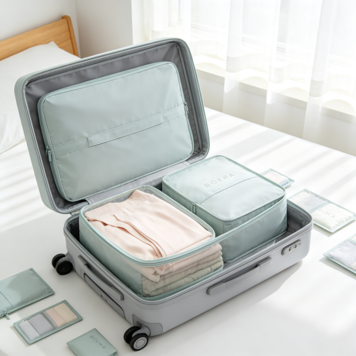 ✈️ Travel Essential | Premium Fabric Clothing Organizer | Compact Luggage Space Saver