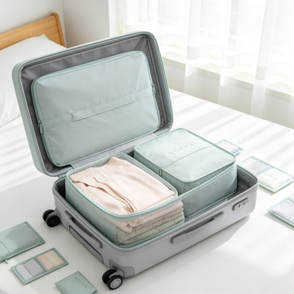 ✈️ Travel Essential | Premium Fabric Clothing Organizer | Compact Luggage Space Saver