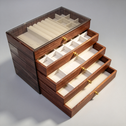 💎 Luxury Essential | Walnut Wood Jewelry Organizer | Elegant Vanity Storage Case