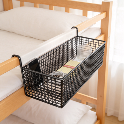 🛏️ Dorm Essential | Metal Grid Bedside Basket | Smart Space Saving Organizer
