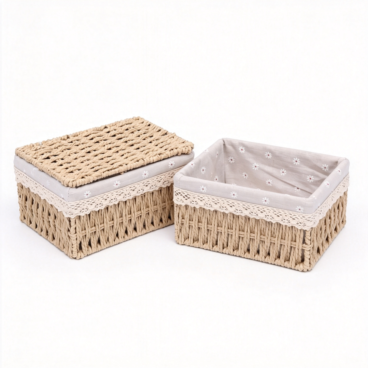 🌿 Home Essential | Natural Woven Cotton Organizer | Rustic Bedroom Storage Solution