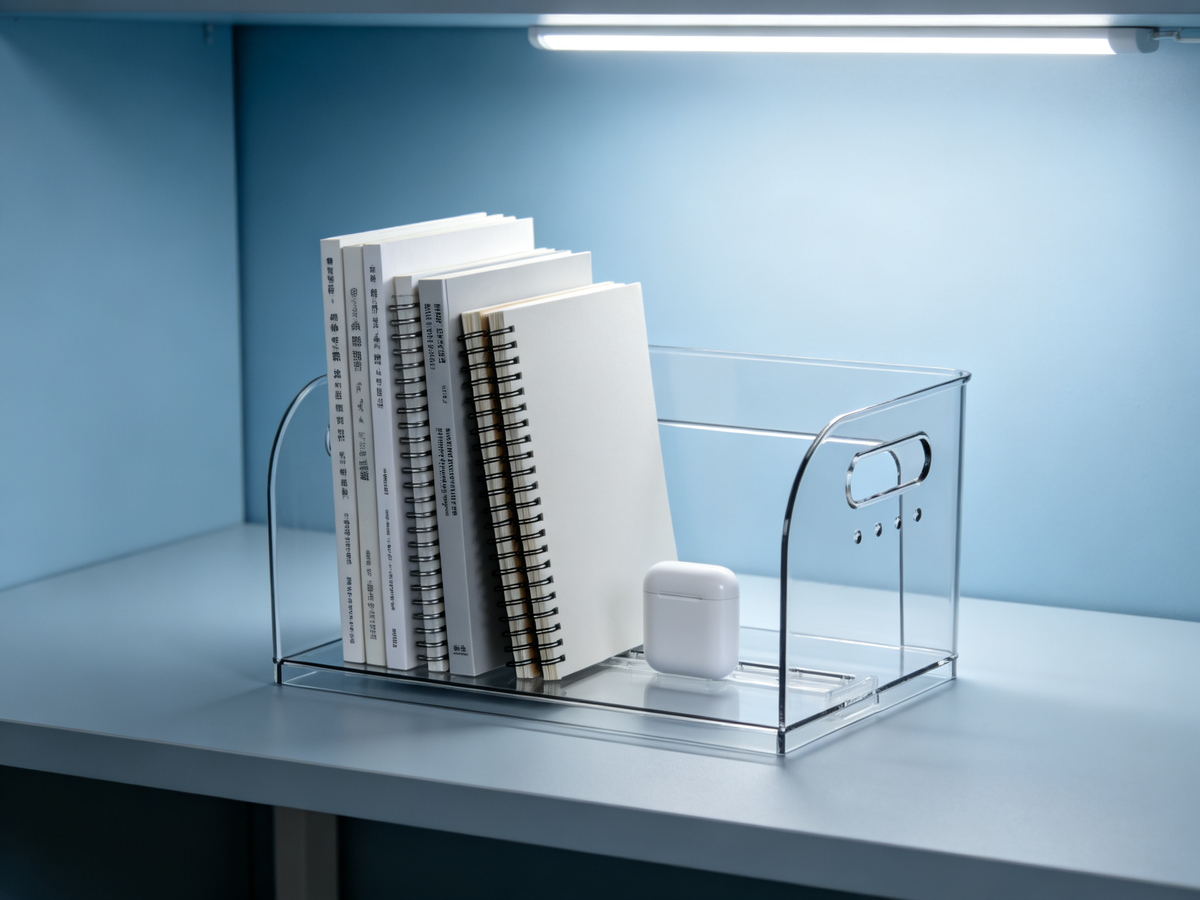 📚 Home Essential | Clear Acrylic Book Organizer | Modern Desktop Space Saver