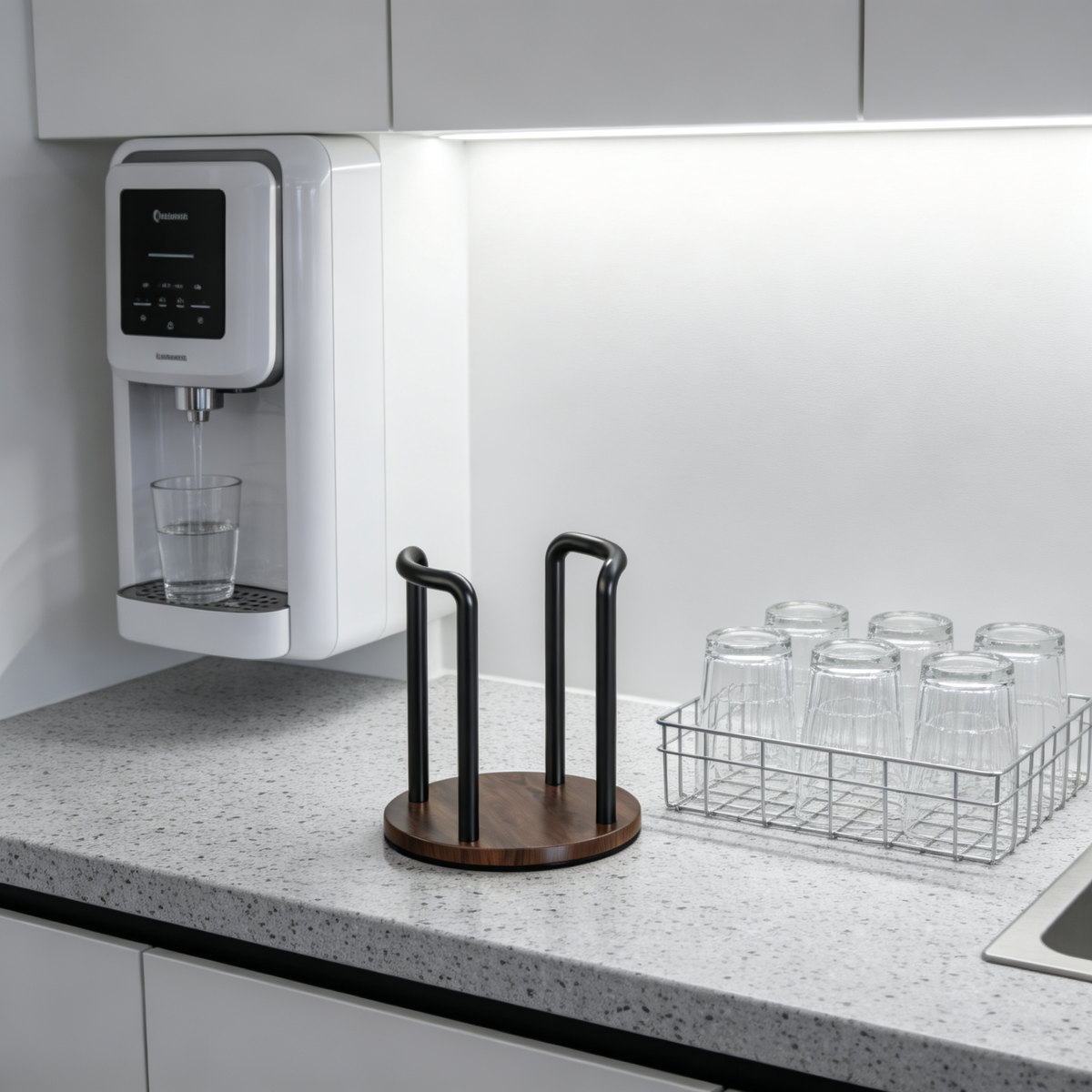 ☕ Coffee Essential | Wooden Metal Cup Holder | Stylish Kitchen Counter Organizer