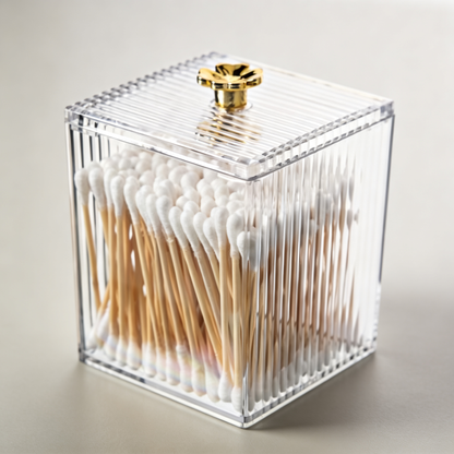 🧴 Bathroom Essential | Acrylic Cotton Swab Holder | Elegant Vanity Storage