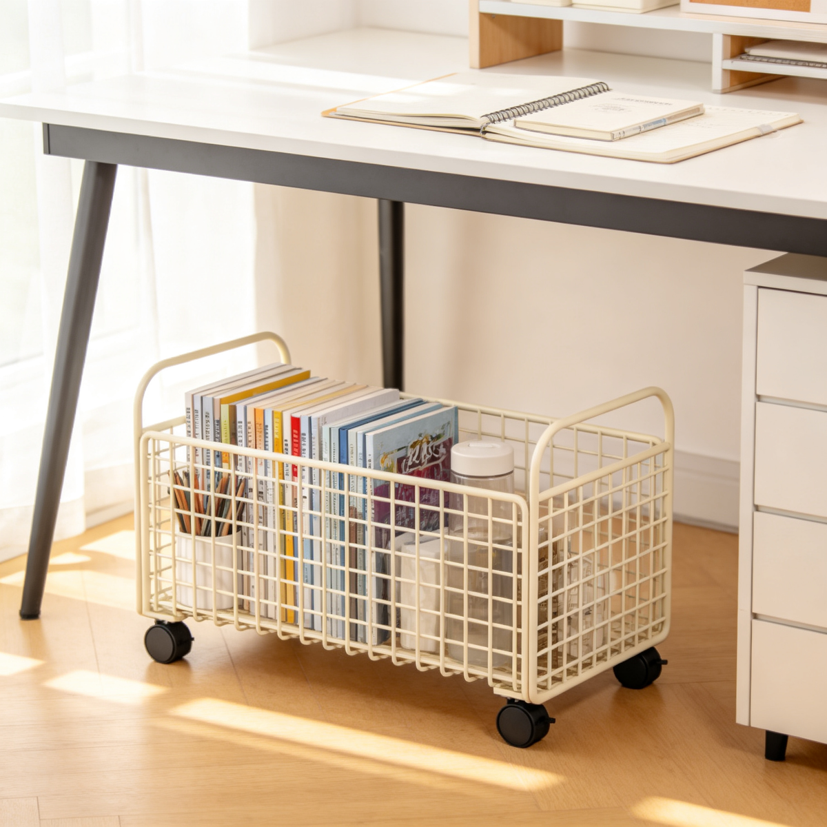 🧺 Home Essential | Durable Metal Storage Basket | Mobile Space Saving Organizer