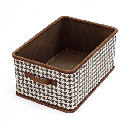 ✨ Storage Essential | Classic Houndstooth Fabric Organizer | Elegant Closet Space Saver