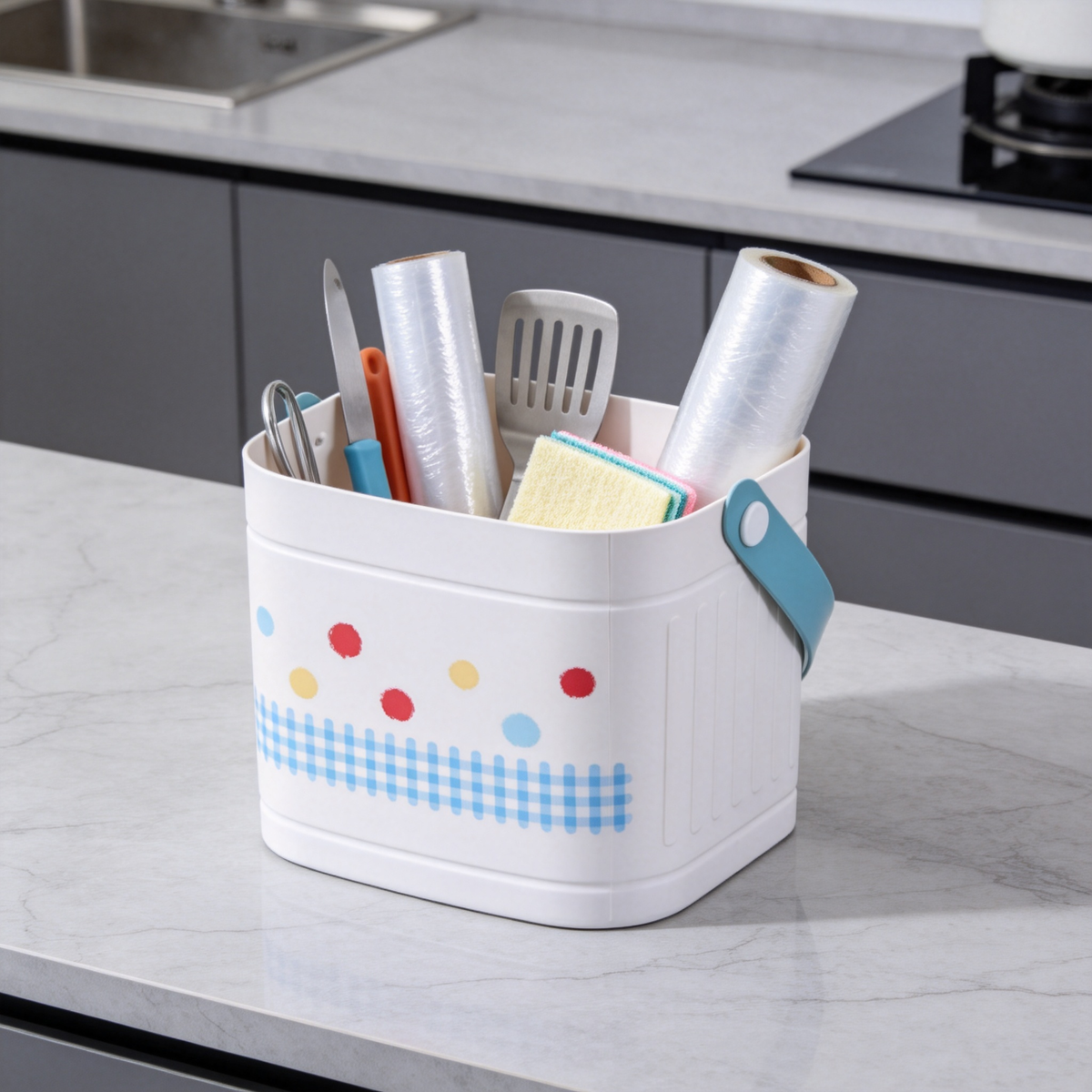 📦 Home Essential | Durable Plastic Storage Organizer | Cute Desktop Space Saver